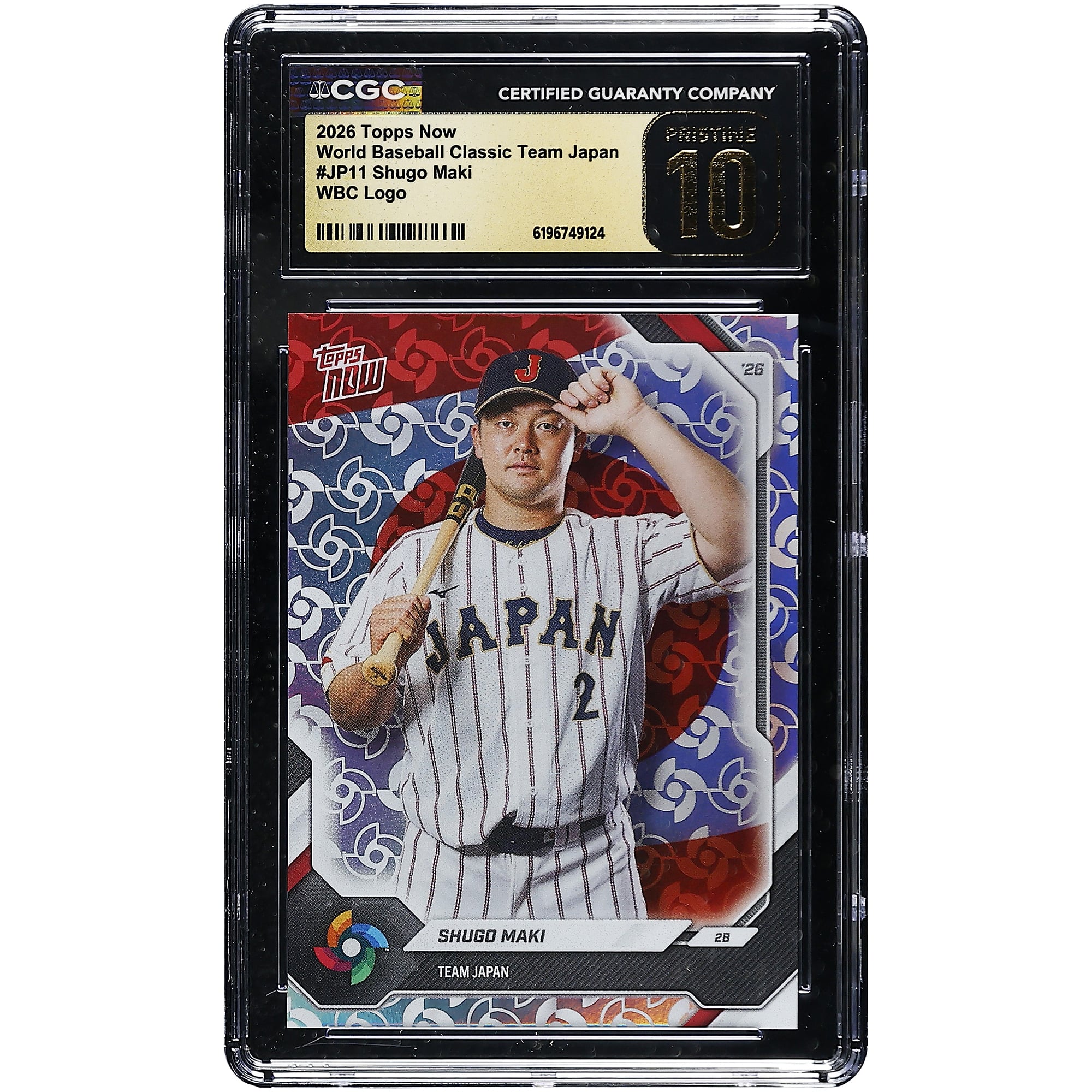 Shugo Maki Japan Baseball 2026 Topps Now World Baseball Classic Team Japan WBC Logo #JP11 CGC Authenticated PRISTINE 10 Card