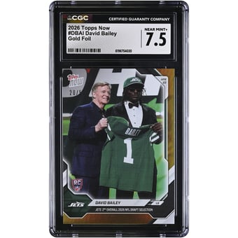 David Bailey New York Jets 2026 Topps Now Jets 2nd Overall '26 NFL Draft Selection Gold Foil #DBAI #/50 CGC Authenticated 7.5 Rookie Card