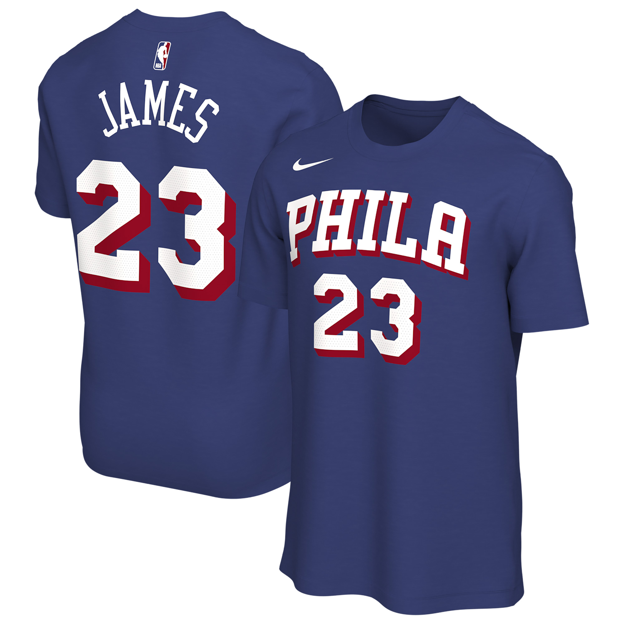 Nike Men's and Women's LeBron James Royal Philadelphia 76ers Icon Edition Name & Number T-Shirt - Royal