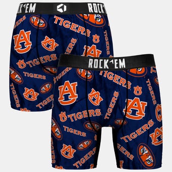 Youth Rock Em  Navy Auburn Tigers All Over Logo Boxer Briefs