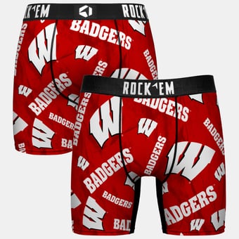 Youth Rock Em  Red Wisconsin Badgers All Over Logo Boxer Briefs