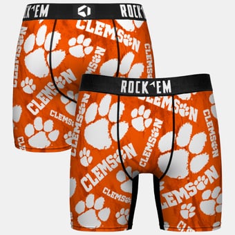Youth Rock Em Socks Orange Clemson Tigers All Over Logo Boxer Briefs