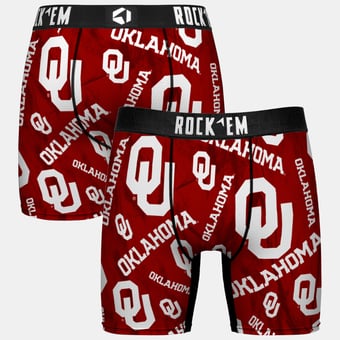 Youth Rock Em  Crimson Oklahoma Sooners All Over Logo Boxer Briefs