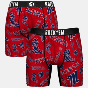 Youth Rock Em  Red Ole Miss Rebels All Over Logo Boxer Briefs