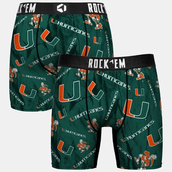 Youth Rock Em  Green Miami Hurricanes All Over Logo Boxer Briefs