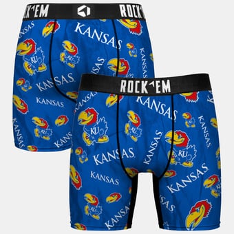 Youth Rock Em  Royal Kansas Jayhawks All Over Logo Boxer Briefs