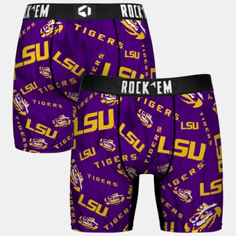 Youth Rock Em  Purple LSU Tigers All Over Logo Boxer Briefs