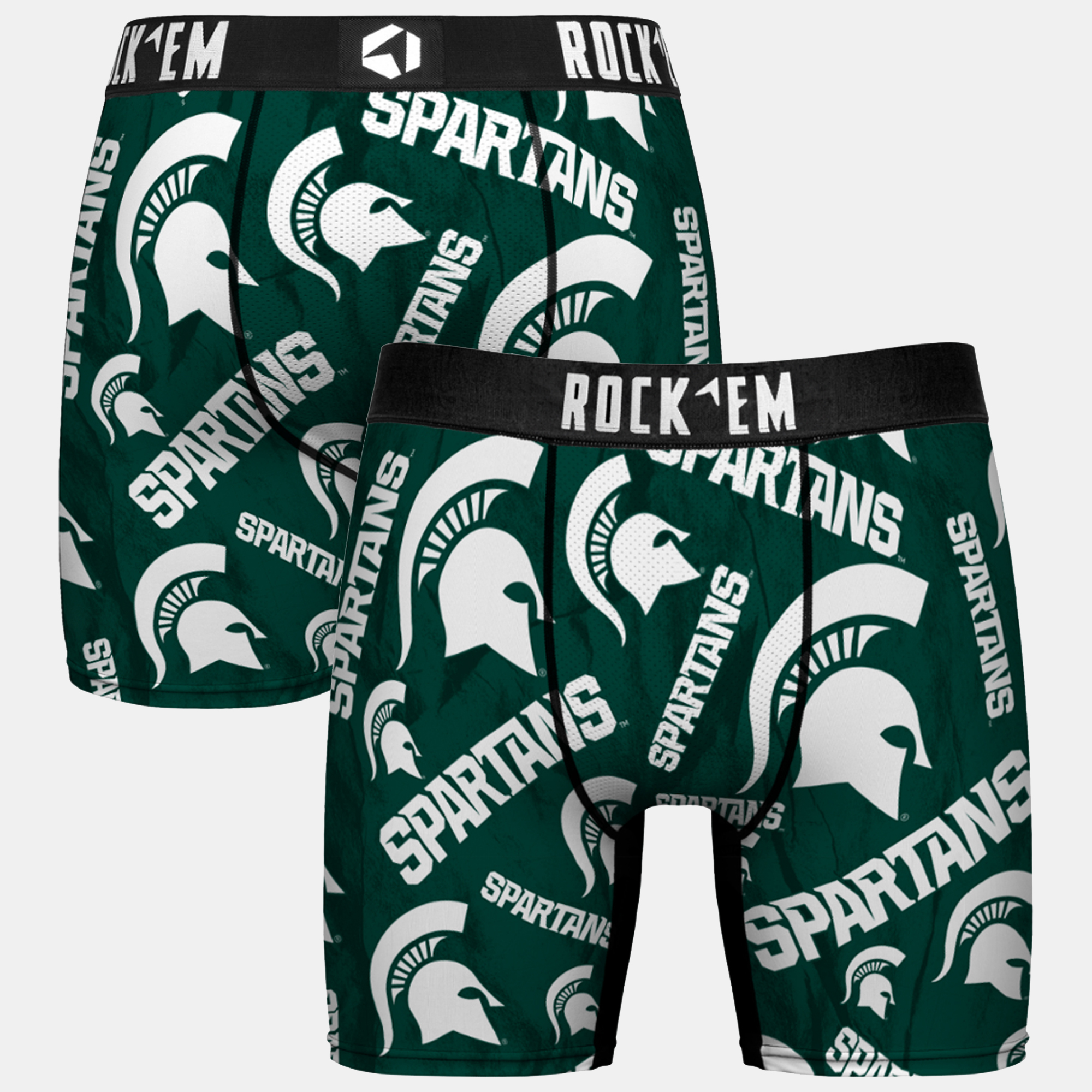 Youth Rock Em  Green Michigan State Spartans All Over Logo Boxer Briefs
