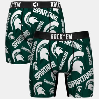 Youth Rock Em  Green Michigan State Spartans All Over Logo Boxer Briefs