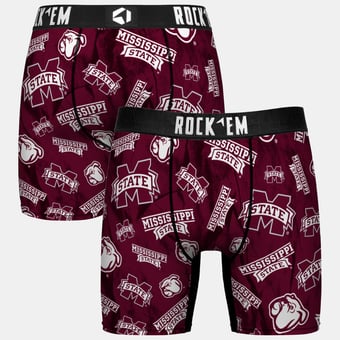Youth Rock Em  Maroon Mississippi State Bulldogs All Over Logo Boxer Briefs