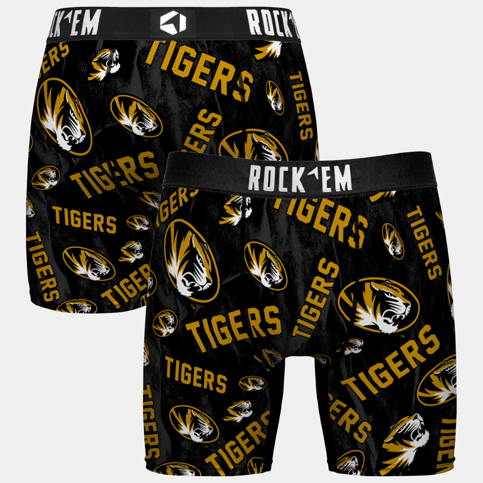 Youth Rock Em  Black Missouri Tigers All Over Logo Boxer Briefs