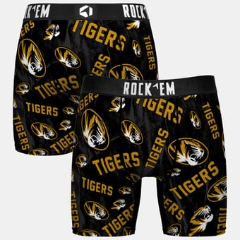 Youth Rock Em Socks Black Missouri Tigers All Over Logo Boxer Briefs