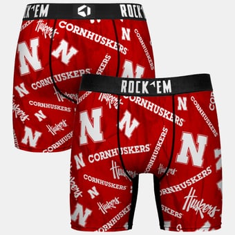 Youth Rock Em  Scarlet Nebraska Huskers All Over Logo Boxer Briefs