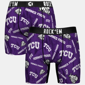 Youth Rock Em Socks Purple TCU Horned Frogs All Over Logo Boxer Briefs