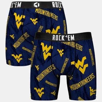Youth Rock Em Socks Navy West Virginia Mountaineers All Over Logo Boxer Briefs