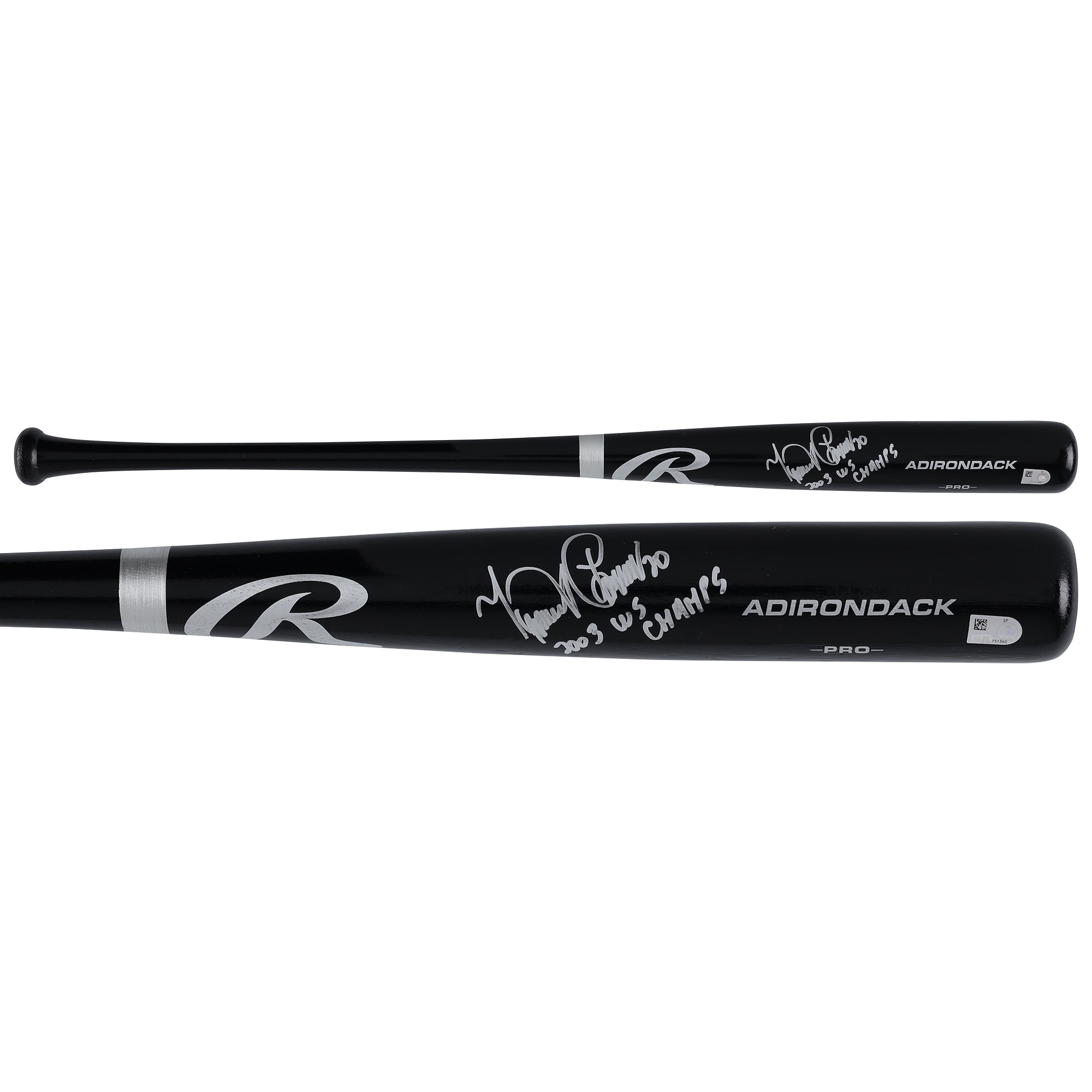Miguel Cabrera Florida Marlins Autographed Black Rawlings Pro Bat with "03 WS Champs" Inscription