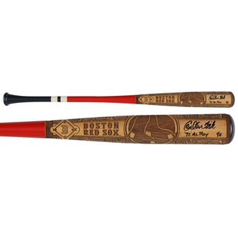 Carlton Fisk Boston Red Sox Autographed Pillbox Bat Company Mural Series Bat with "72 AL ROY" Inscription