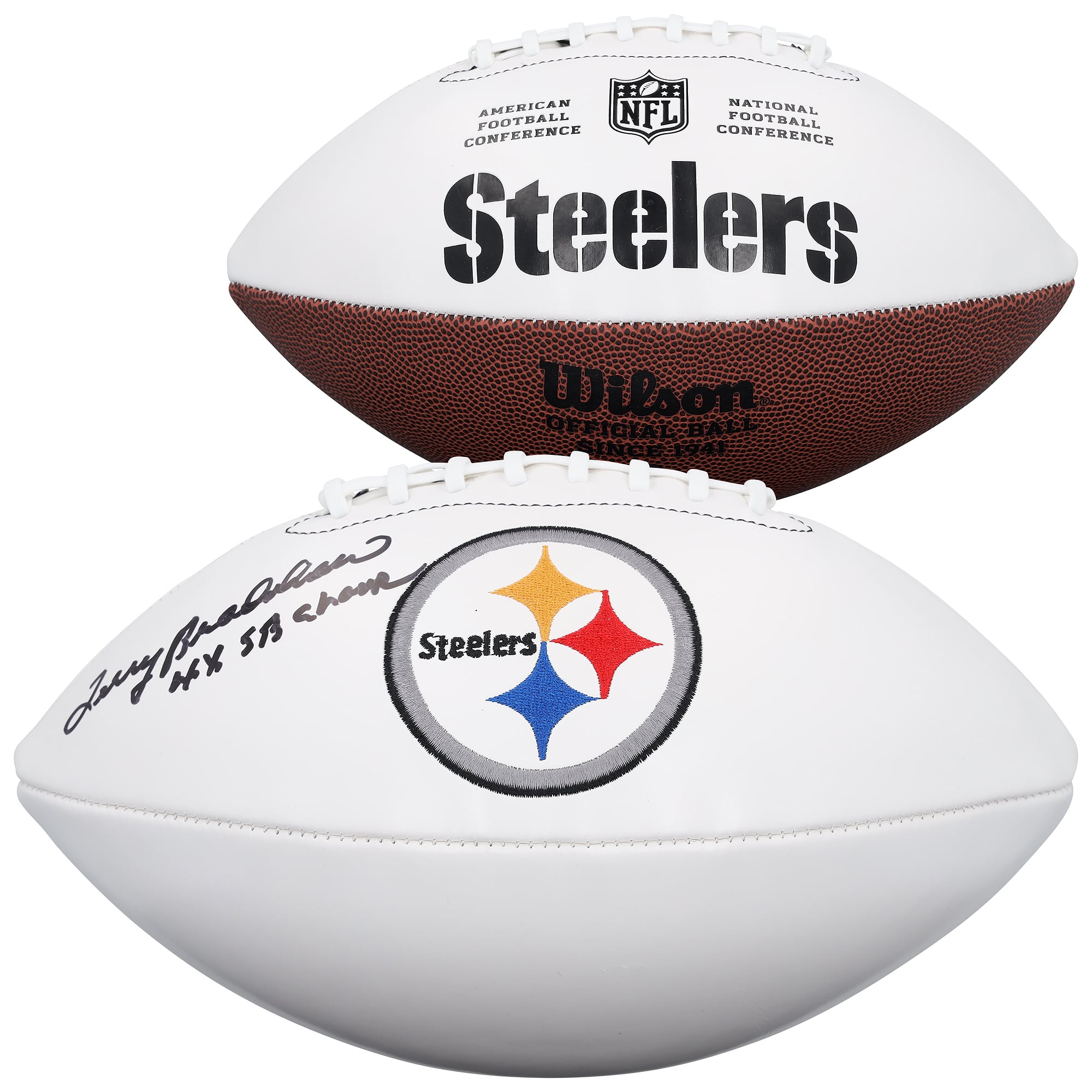 Terry Bradshaw Pittsburgh Steelers Autographed Wilson White Panel Football with "4x SB Champ" Inscription