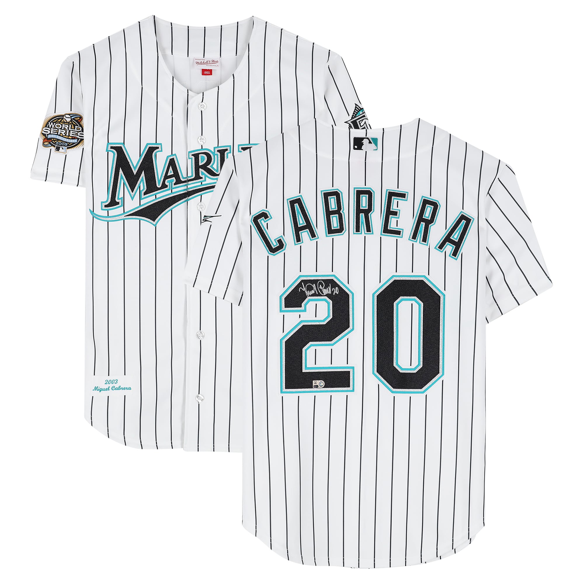 Miguel Cabrera Florida Marlins Autographed White Mitchell & Ness 2003 Authentic Jersey