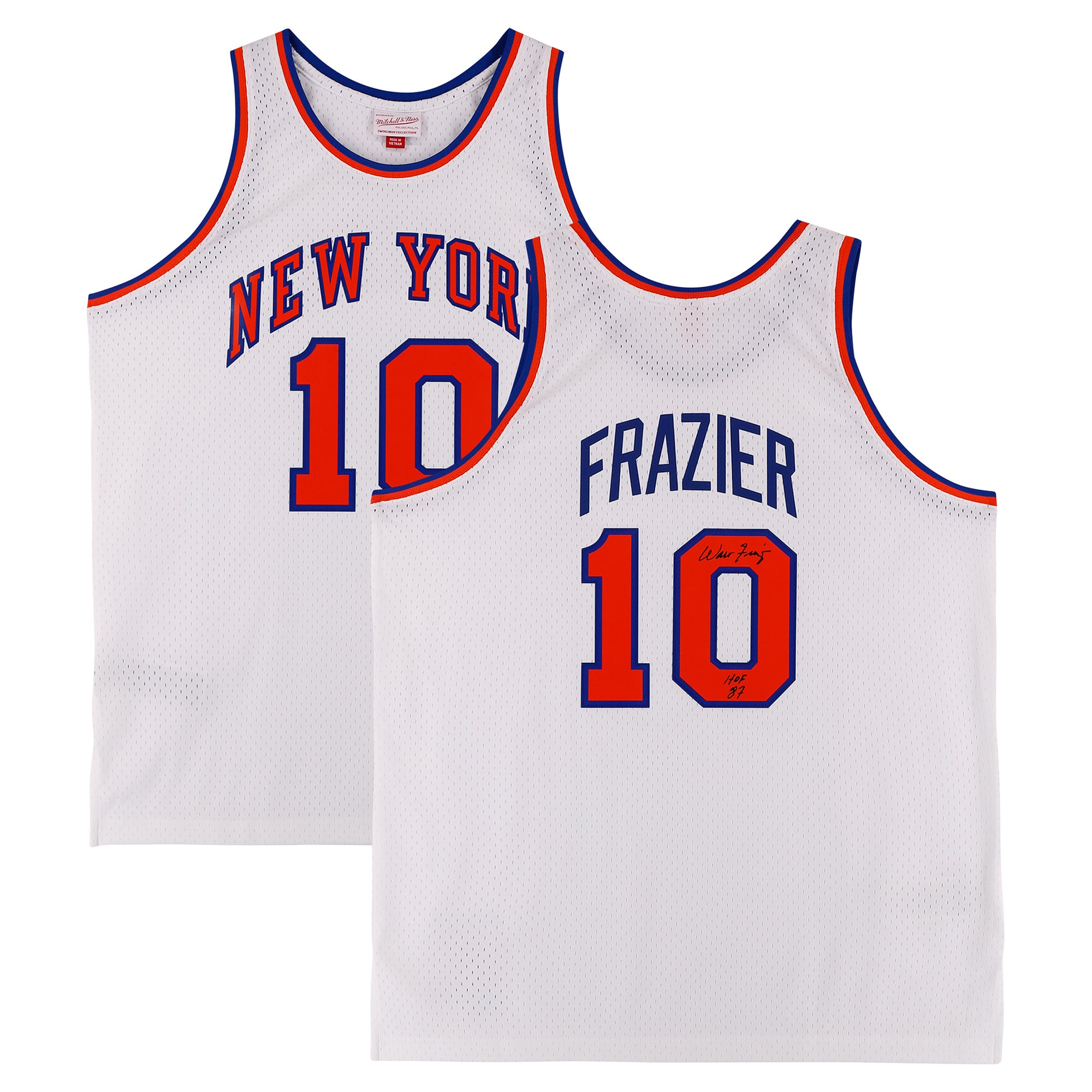 Walt Frazier New York Knicks Autographed White Mitchell & Ness 1969 Swingman Jersey with "HOF 87" Inscription