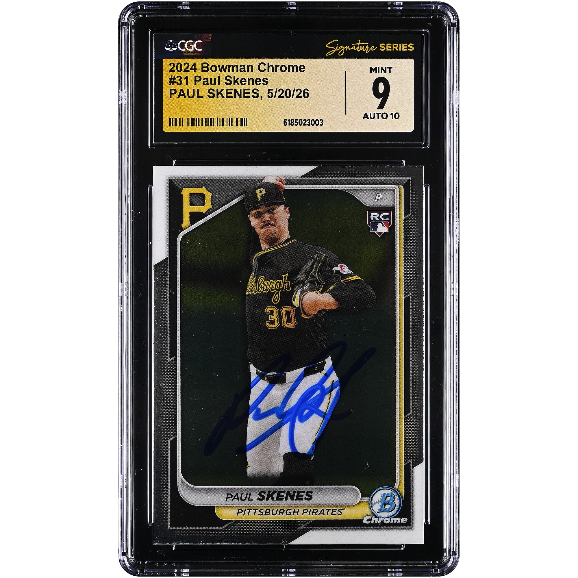 Paul Skenes Pittsburgh Pirates Autographed 2024 Bowman Chrome #31 CGC Fanatics Witnessed Authenticated / Rookie Card