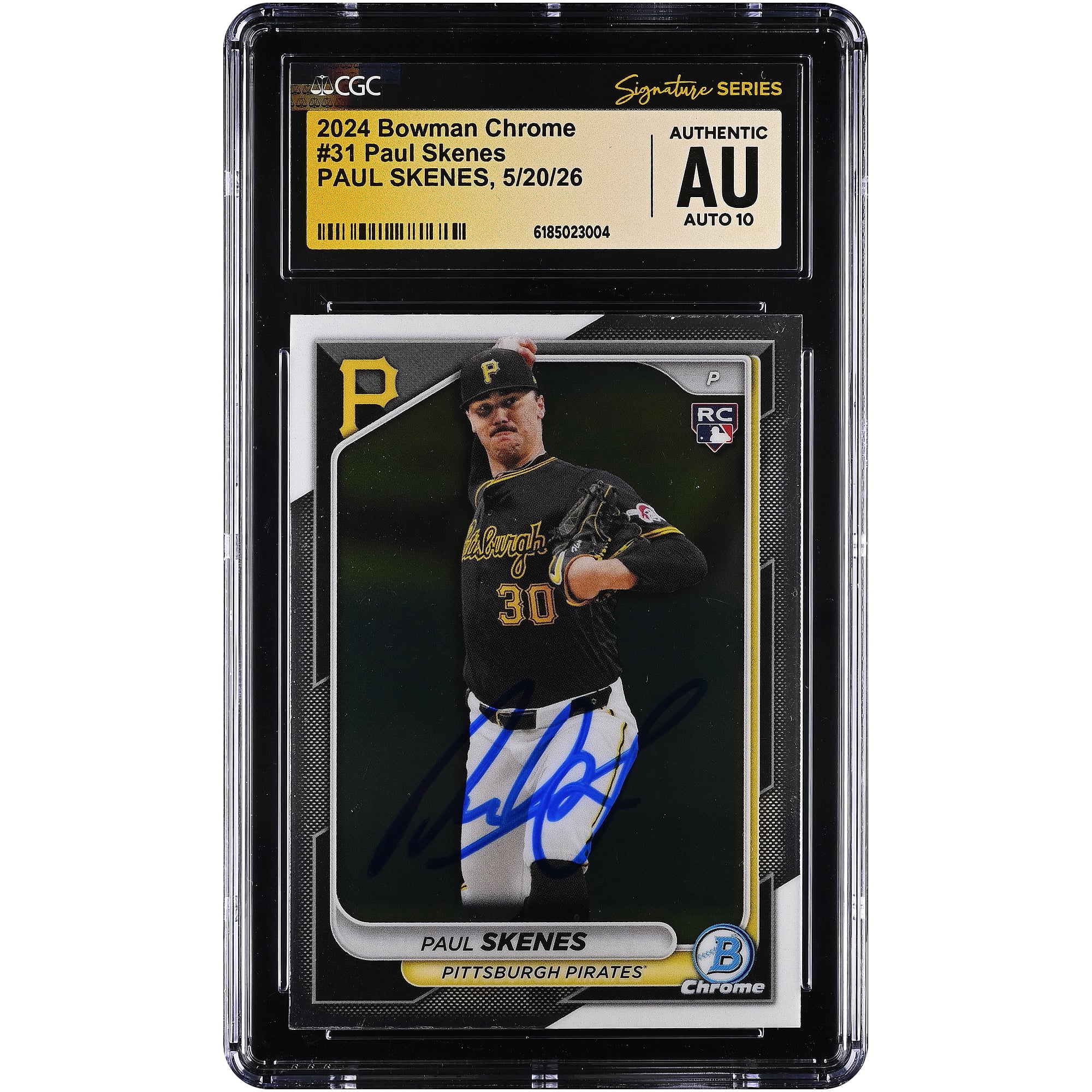 Paul Skenes Pittsburgh Pirates Autographed 2024 Bowman Chrome #31 CGC Fanatics Witnessed Authenticated Auto 10 Rookie Card