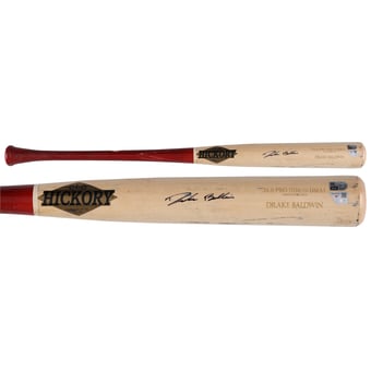Drake Baldwin Atlanta Braves Autographed Game-Used Tan/Red Old Hickory Broken Bat from the 2026 MLB Season