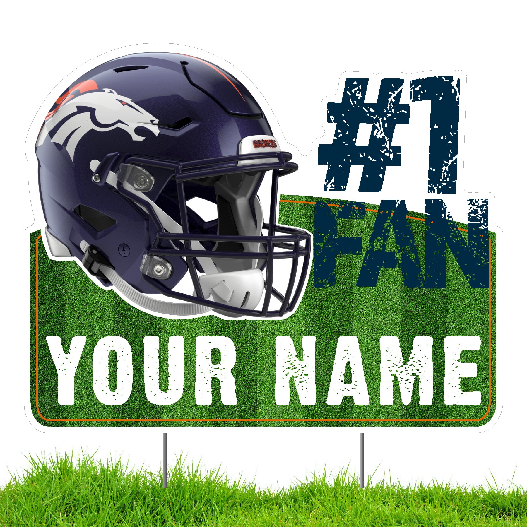 Denver Broncos #1 Fan Personalized Lawn Sign