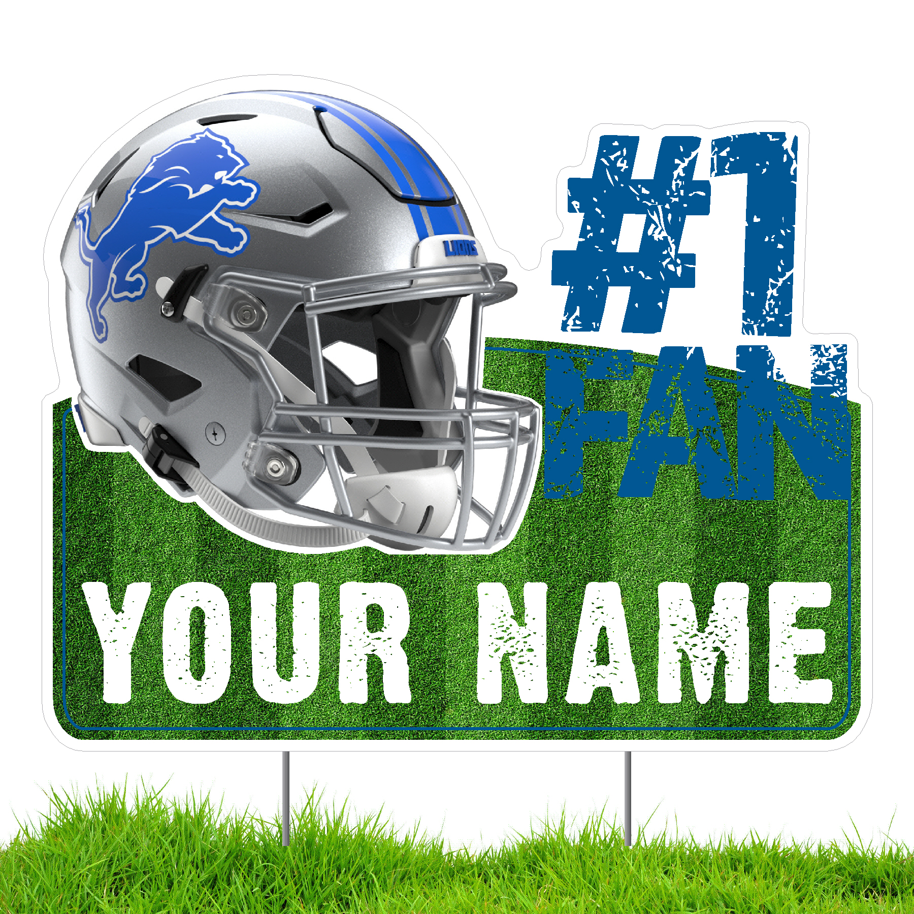 Detroit Lions #1 Fan Personalized Lawn Sign