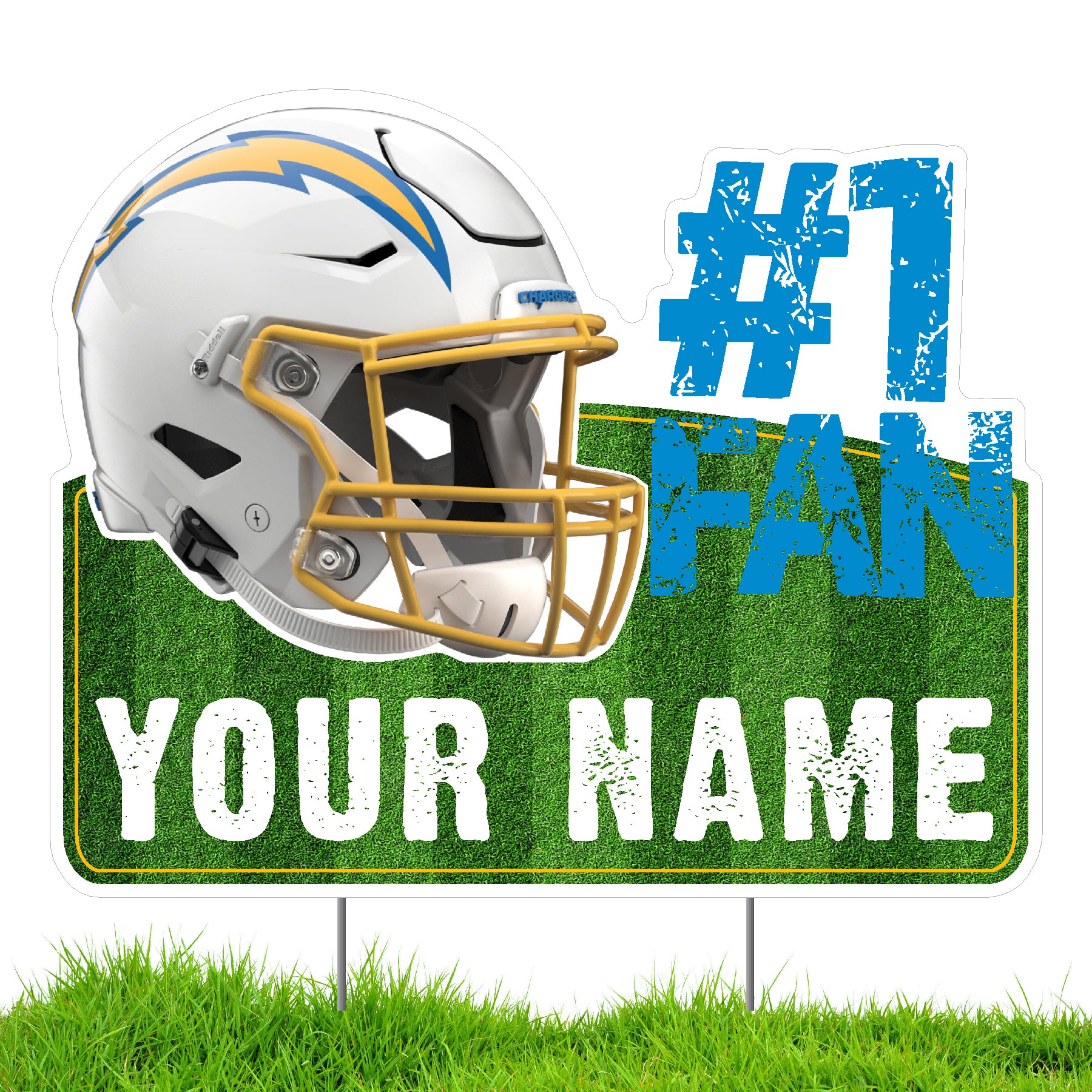 Los Angeles Chargers #1 Fan Personalized Lawn Sign
