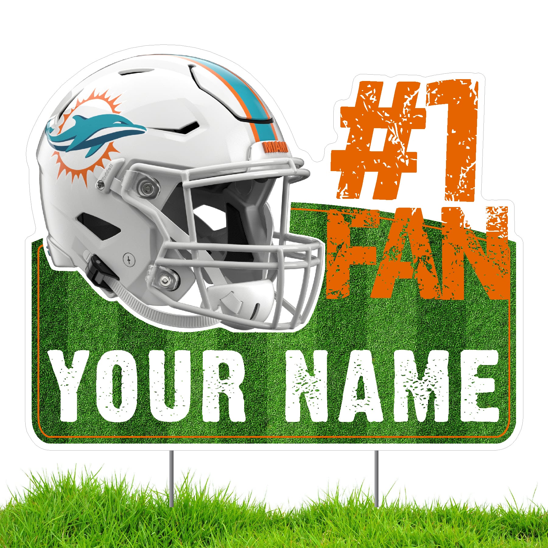 Miami Dolphins #1 Fan Personalized Lawn Sign