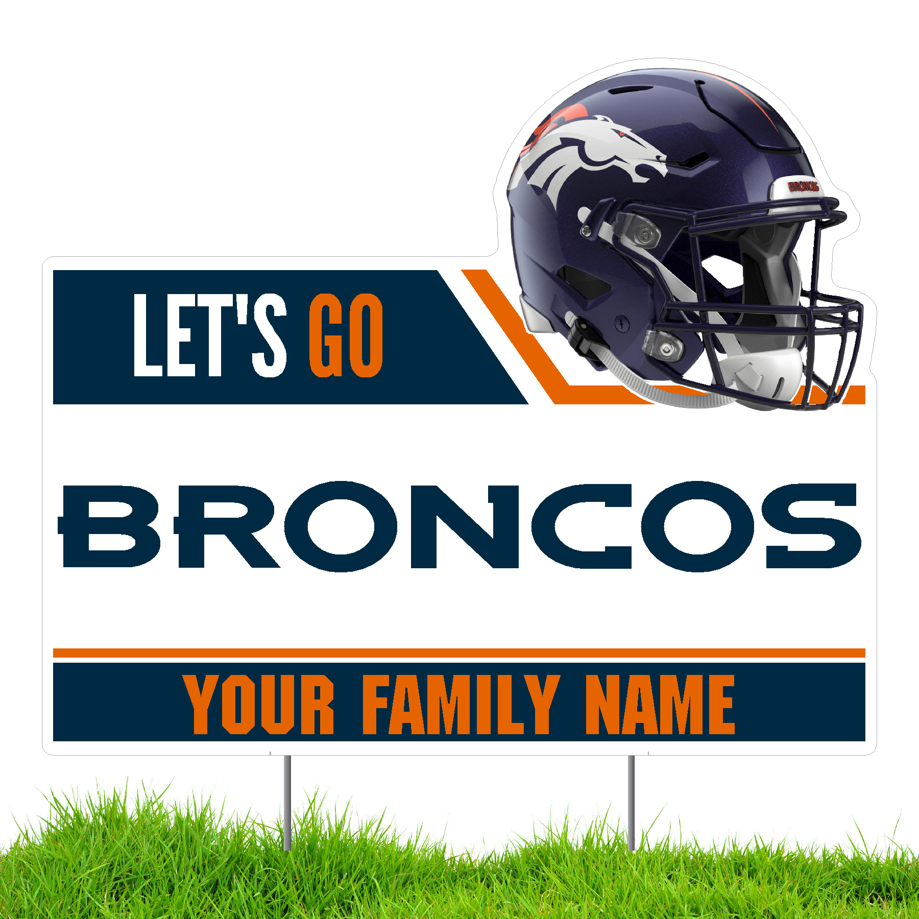 Denver Broncos Let's Go Personalized Lawn Sign
