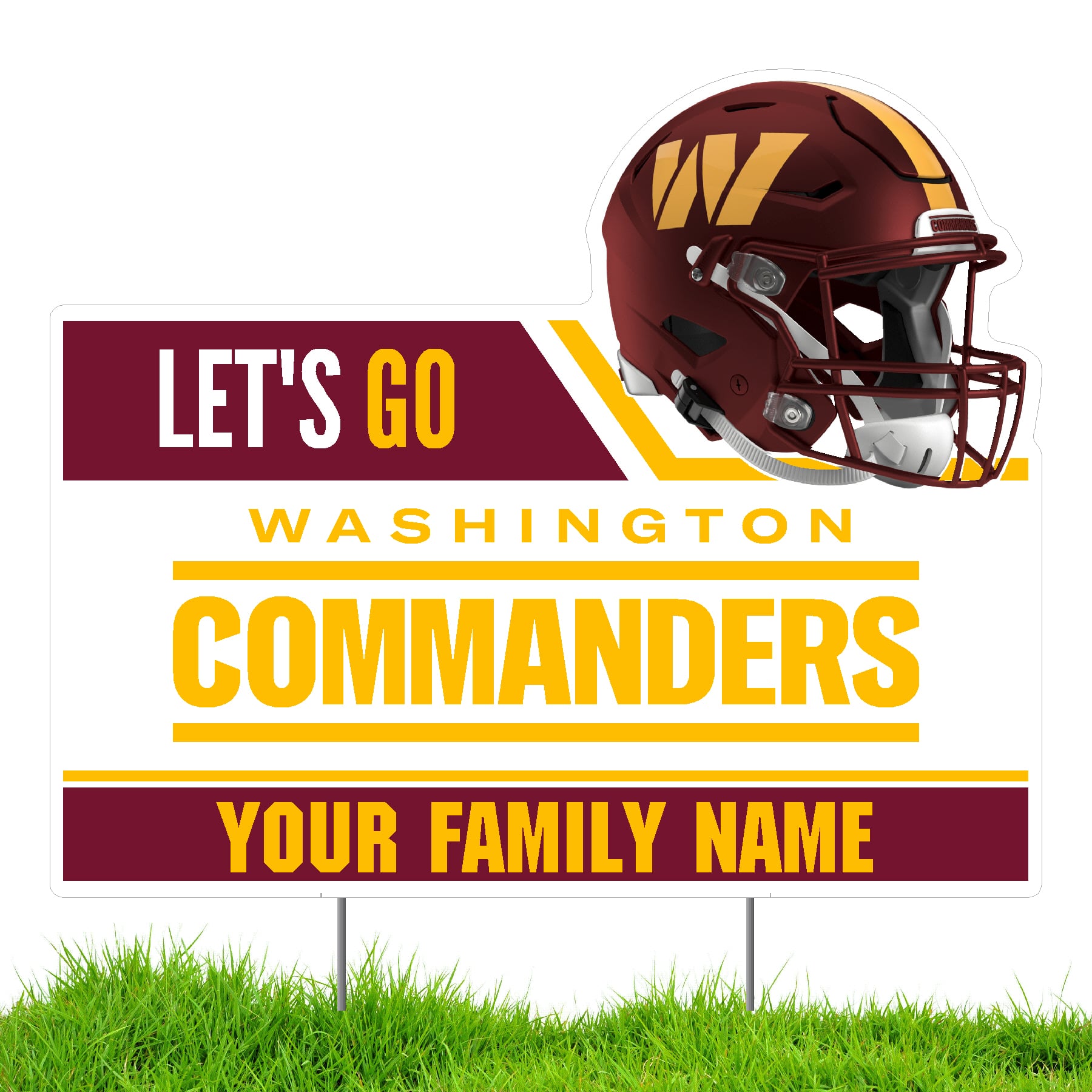 Washington Commanders Let's Go Personalized Lawn Sign