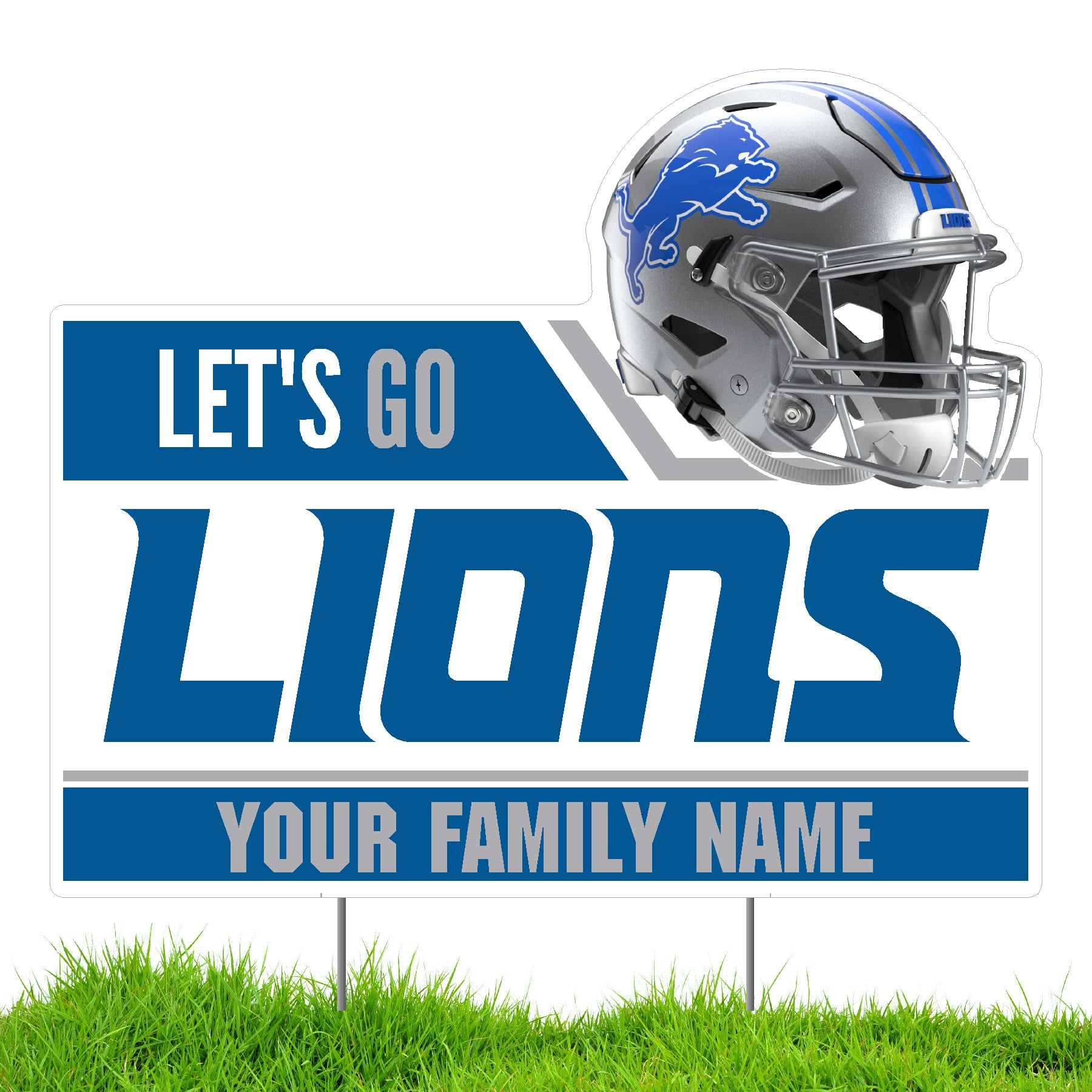Detroit Lions Let's Go Personalized Lawn Sign