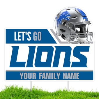 Detroit Lions Let's Go Personalized Lawn Sign