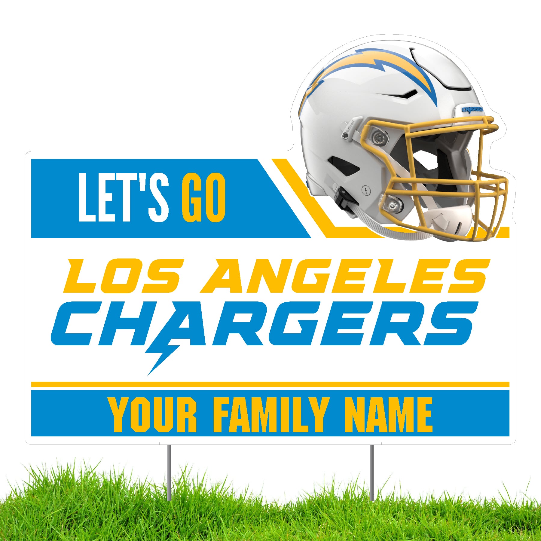 Los Angeles Chargers Let’s Go Personalized Lawn Sign Los Angeles Chargers Let’s Go Personalized Lawn Sign
