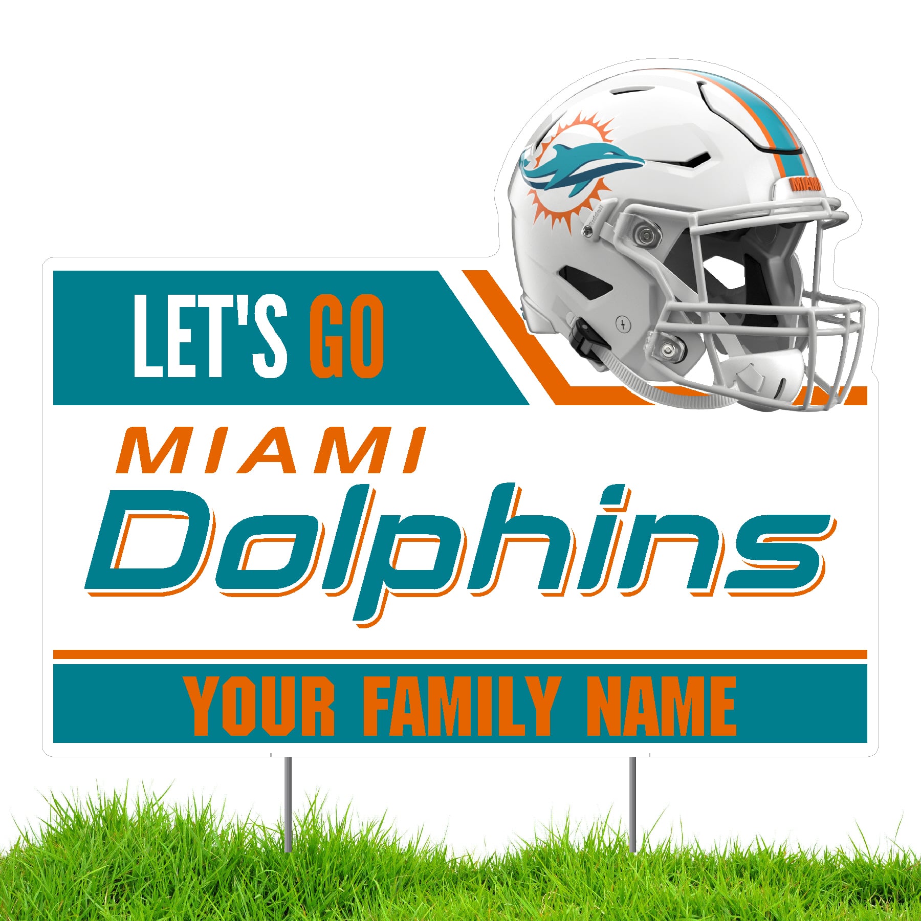 Miami Dolphins Let's Go Personalized Lawn Sign