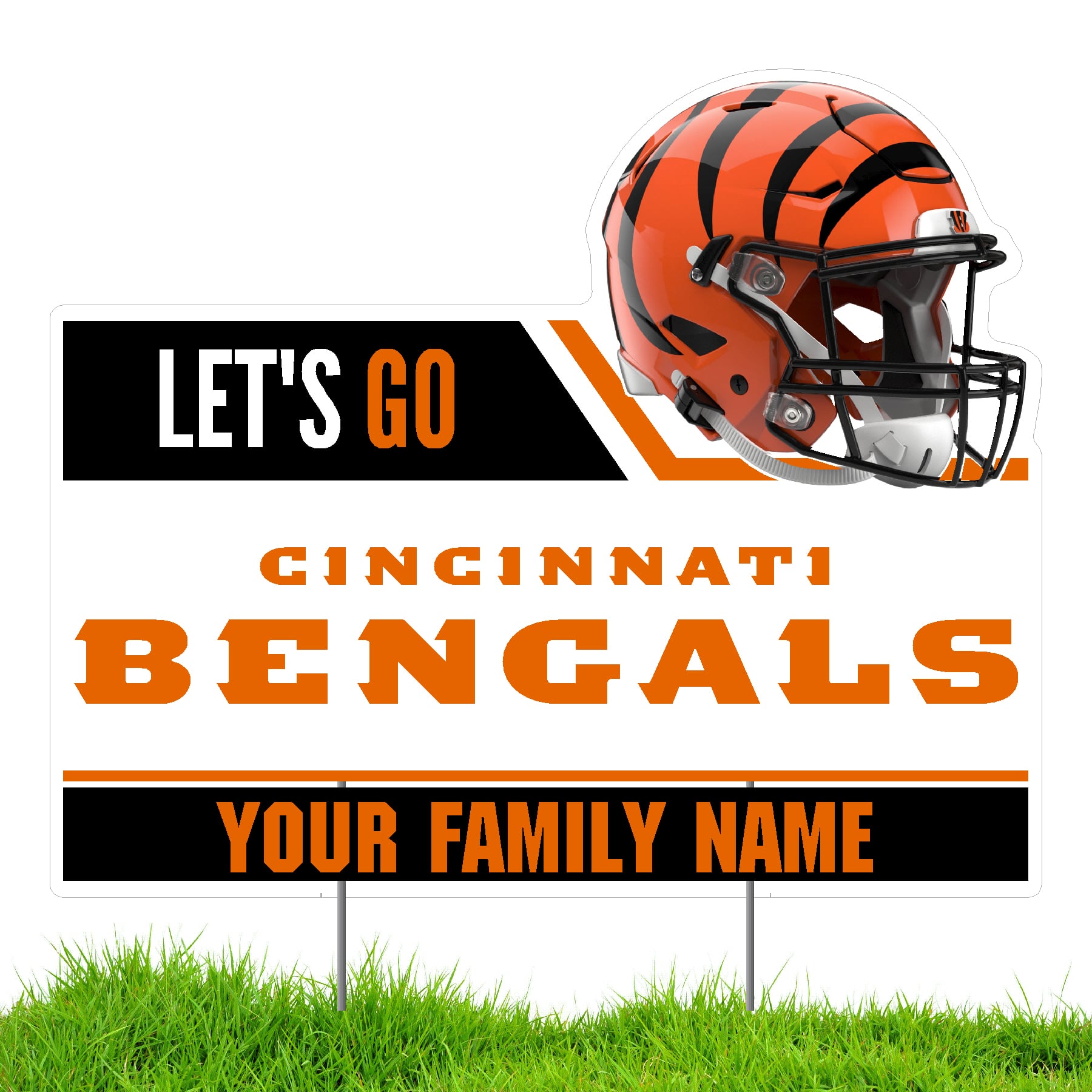 Cincinnati Bengals Let's Go Personalized Lawn Sign