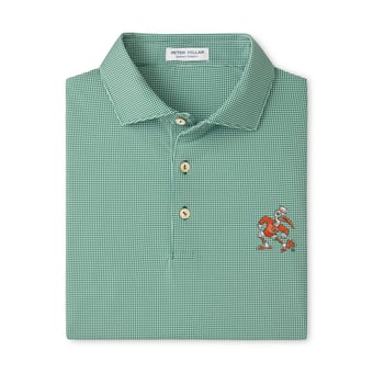 Men's Peter Millar  Green Miami Hurricanes Border Performance Jersey Polo