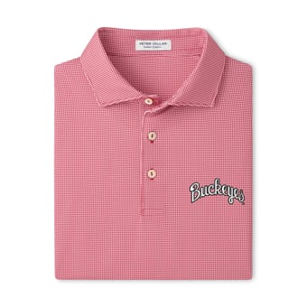Men's Peter Millar  Scarlet Ohio State Buckeyes Border Performance Jersey Polo