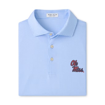 Men's Peter Millar  Light Blue Ole Miss Rebels Border Performance Jersey Polo