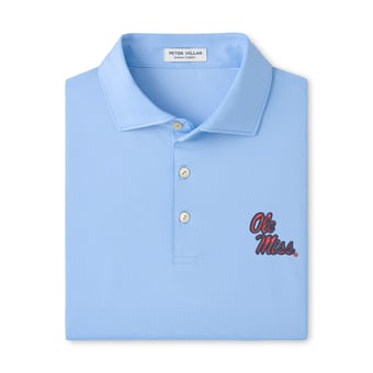 Men's Peter Millar  Light Blue Ole Miss Rebels Hugo Performance Jersey Polo