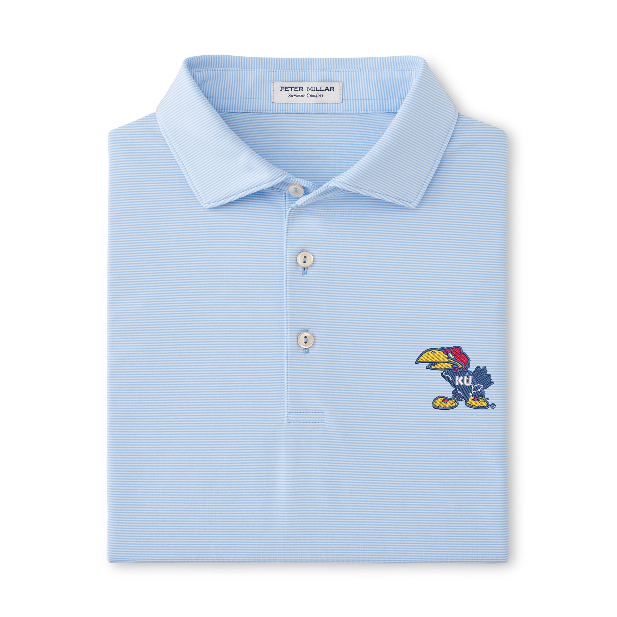 Men's Peter Millar  Light Blue Kansas Jayhawks Jubilee Performance Jersey Polo