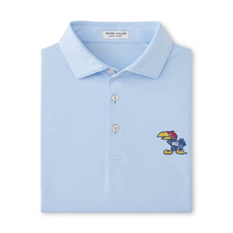 Men's Peter Millar  Light Blue Kansas Jayhawks Jubilee Performance Jersey Polo
