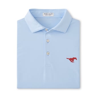 Men's Peter Millar  Light Blue SMU Mustangs Jubilee Performance Jersey Polo