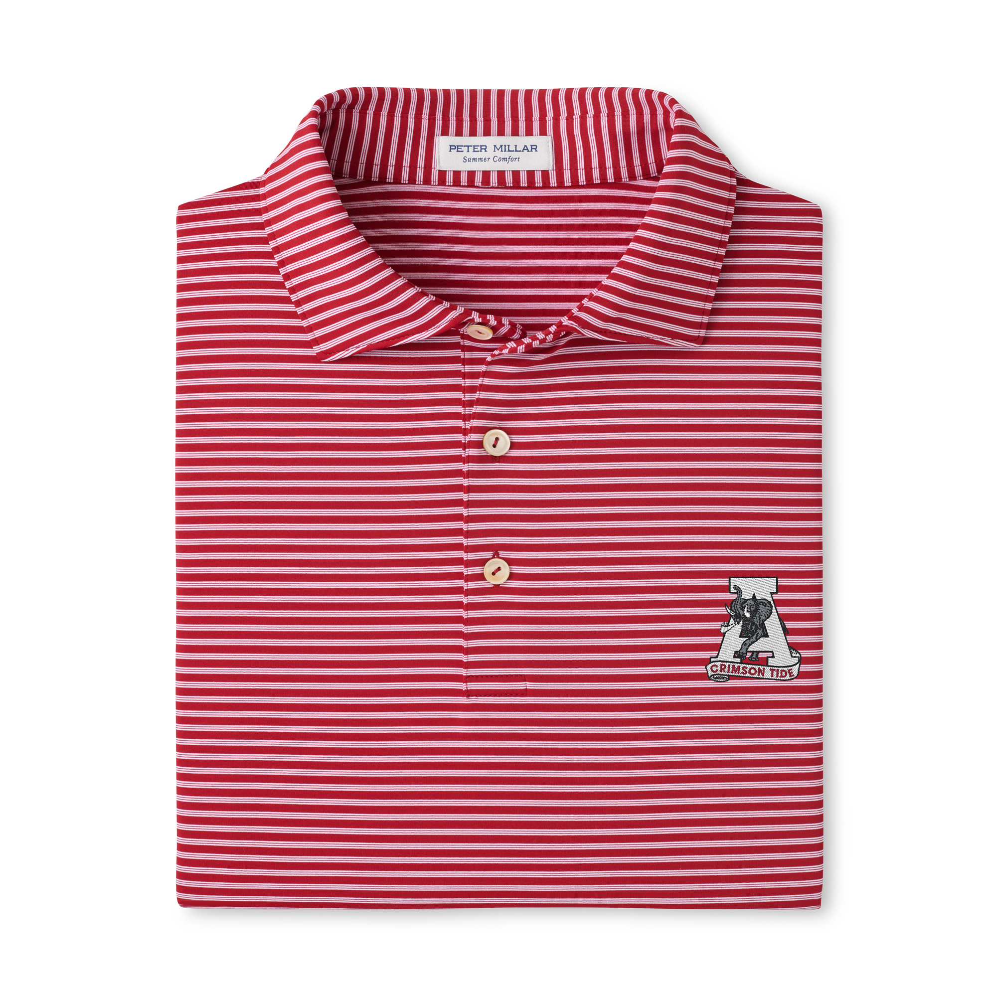Men's Peter Millar  Crimson Alabama Crimson Tide Tiebreaker Performance Jersey Stripe Polo