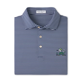 Men's Peter Millar  Navy Notre Dame Fighting Irish Tiebreaker Performance Jersey Stripe Polo