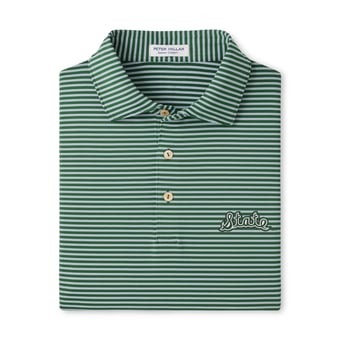 Men's Peter Millar  Green Michigan State Spartans Tiebreaker Performance Jersey Stripe Polo