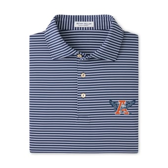Men's Peter Millar  Navy Auburn Tigers Tiebreaker Performance Jersey Stripe Polo