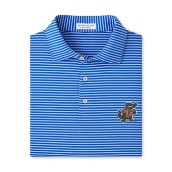 Men's Peter Millar  Royal Florida Gators Tiebreaker Performance Jersey Stripe Polo